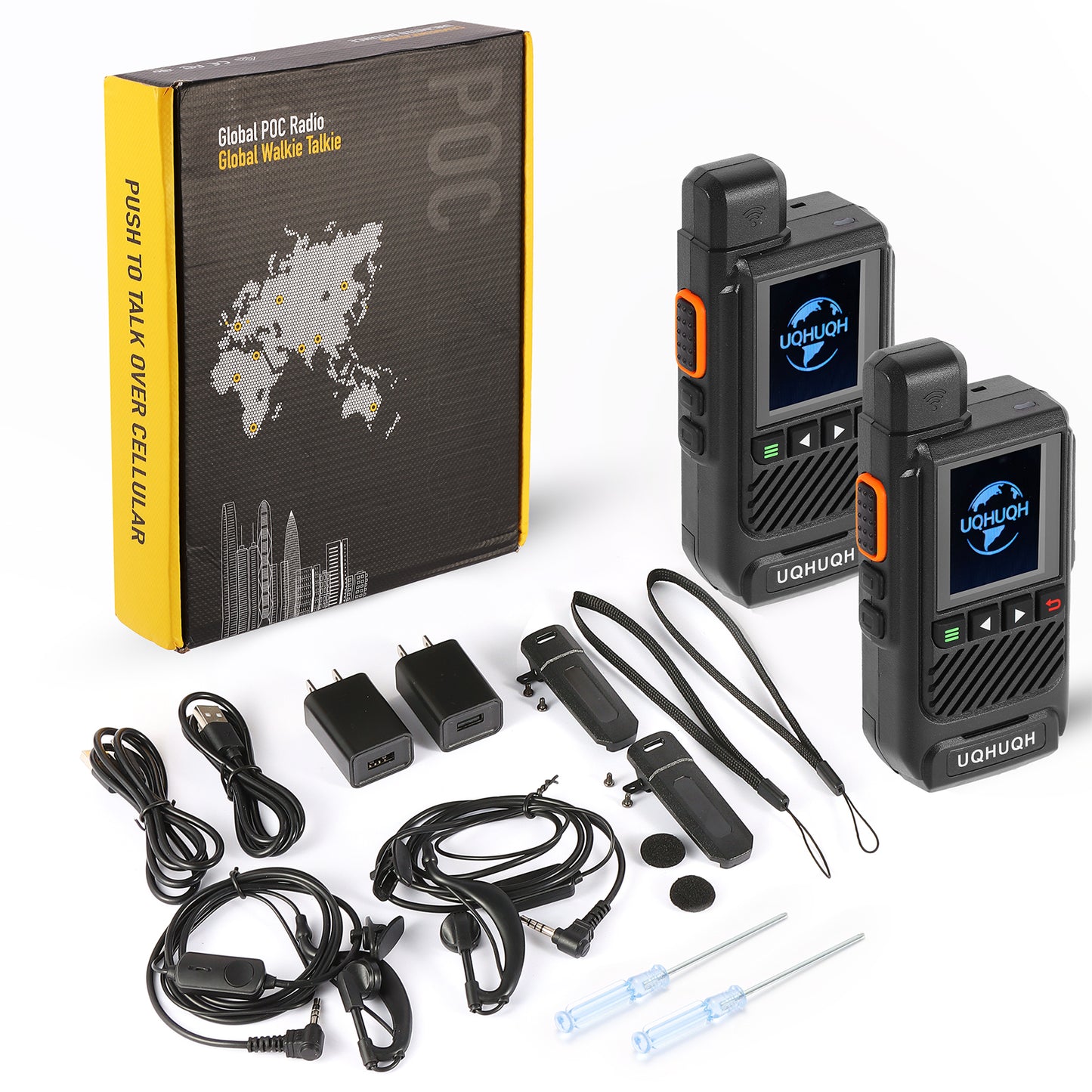 2-Pack 4G Walkie Talkies with SIM Cards-Unlimited Range Global Coverage-1 Year Free Data Plan-Clear Two-Rechargeable PTT Push to Talk Over Cellular Radio Long Range(N888)