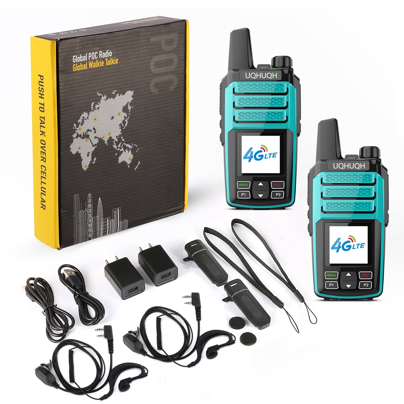 4G LTE Walkie Talkies with Lifetime Free Plan - Vibrant Color Options, Unlimited Nationwide Coverage, Instant Group Communication for Urban Adventures & Family Use (2-Pack)
